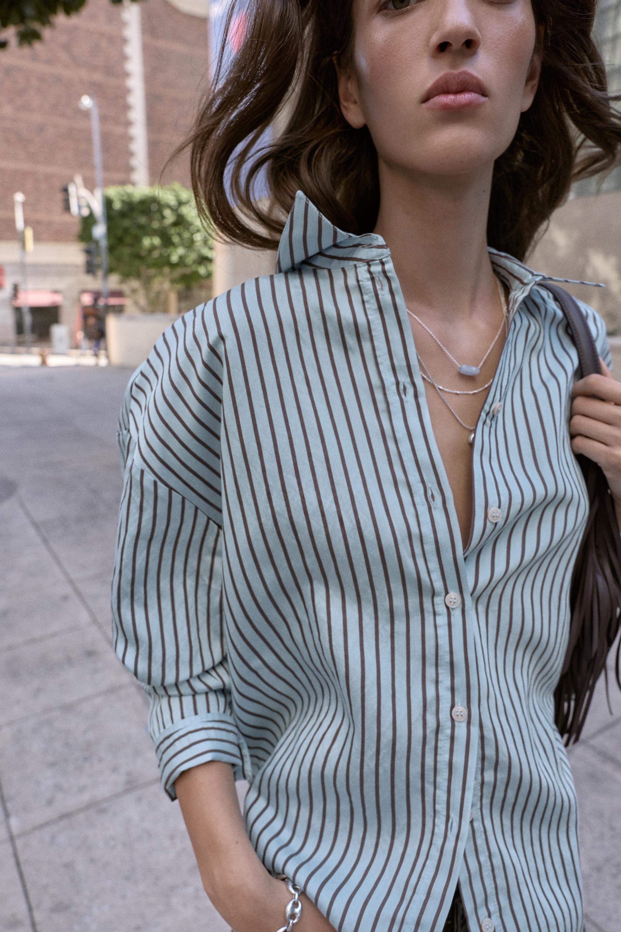 CHEMISE OVERSIZE À RAYURES EN POPELINE